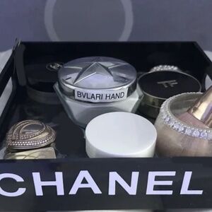 Black acrylic tray with white lettering 12x12x2.4